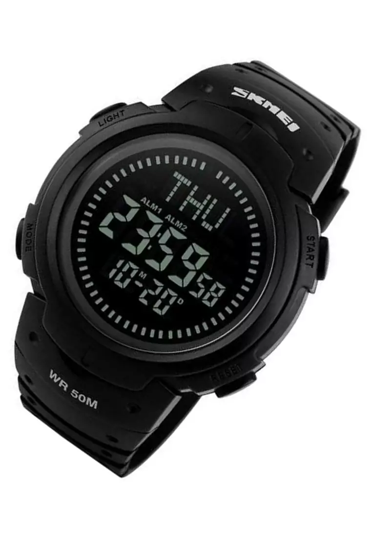 Jam Tangan Digital Pria Sporty Outdoor Kompas Waterproof Strap Tali Material PU Leather NB77 ORIGINAL