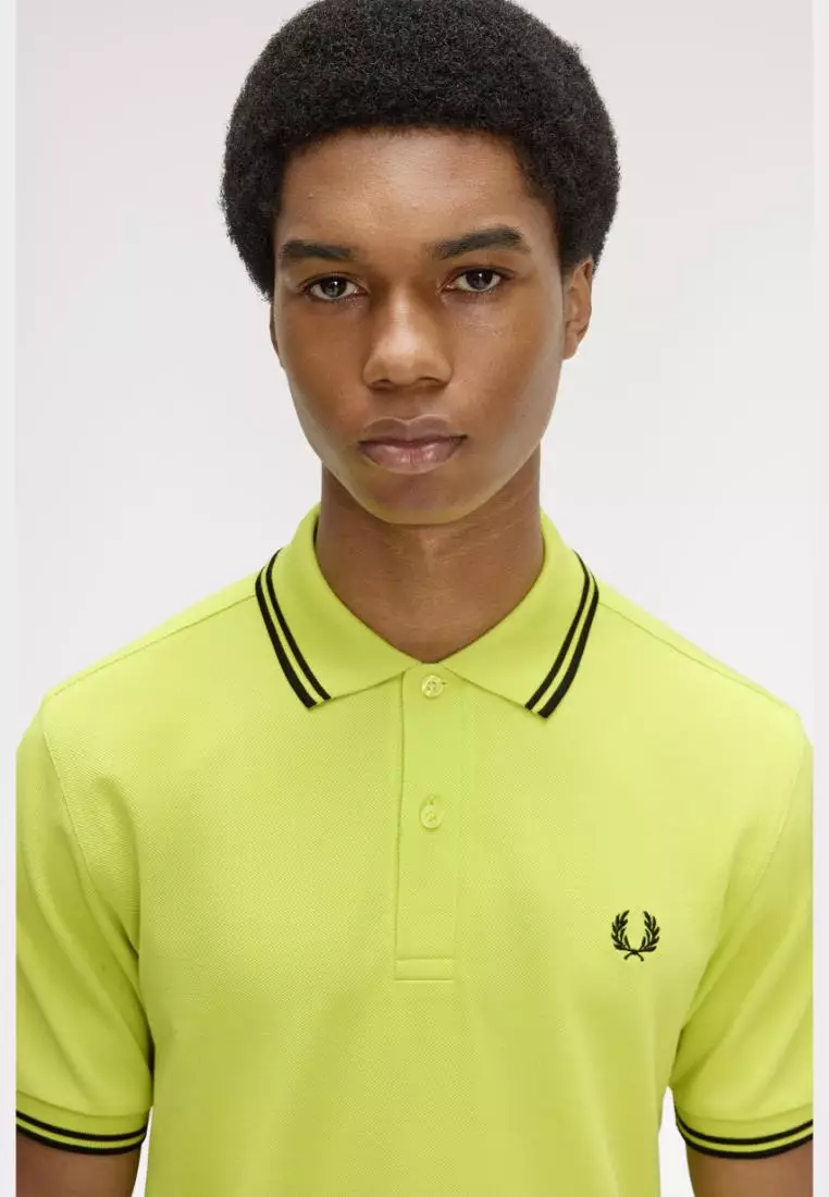 Fred Perry M3600 The Twin Tipped Fred Perry Shirt (Citron / Black / Black)