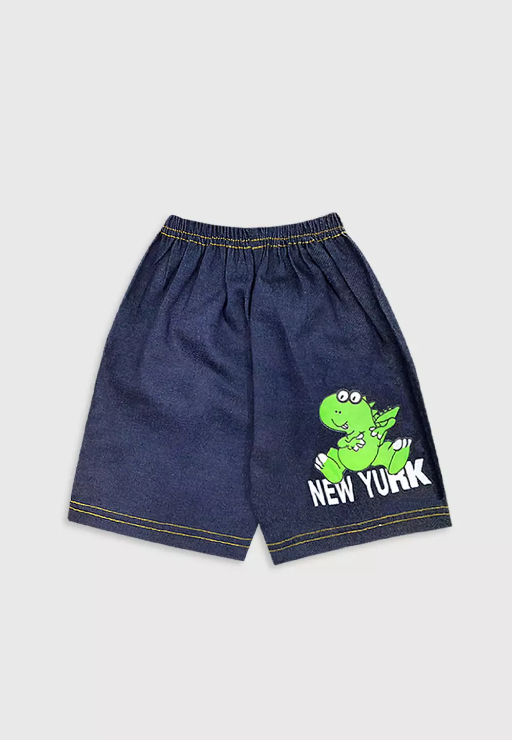 Wakakids Baju Bayi Anak Laki Laki Lengan Pendek Motif Dino New York Setelan Celana Jeans Usia 6 Bulan Hingga 12 Bulan 3288 Biru