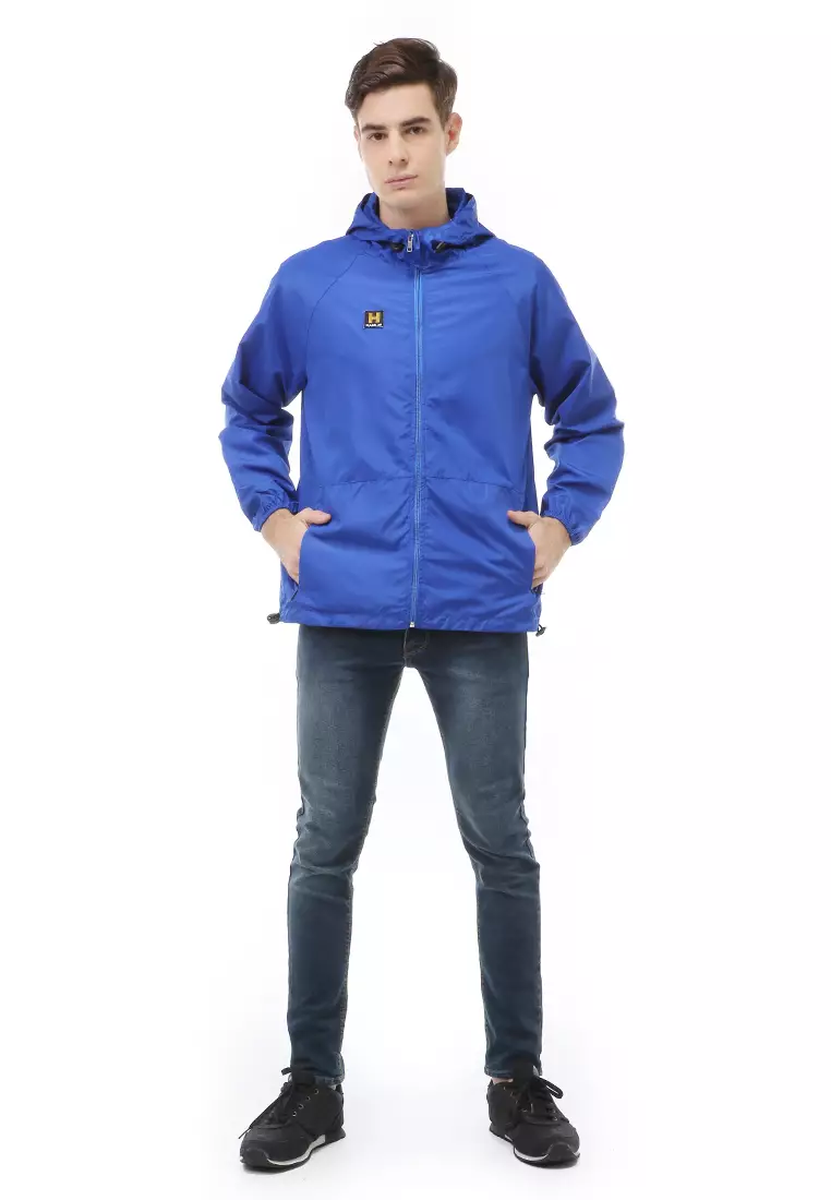 Clover Outerwear Jacket Hoodie Pria Jaket Olahraga Material Parasut ORIGINAL - Dark Blue