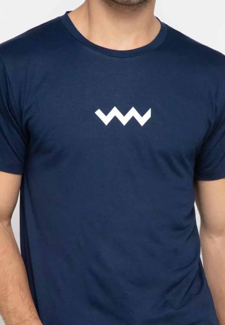 MTF92 Zigzag Modern Street Vert Back Navy Kaos Pria