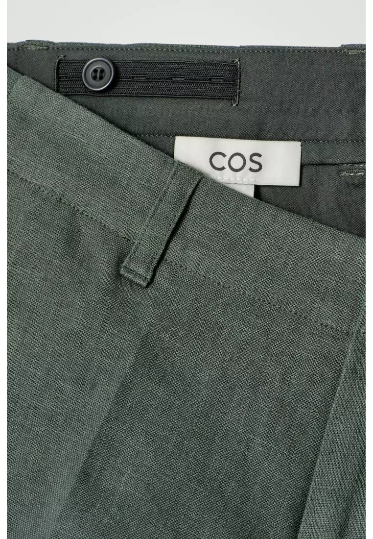 RELAXED LINEN TAPERED TROUSERS