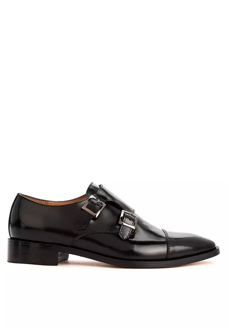 MacGee Black Double Monk Strap Shoes