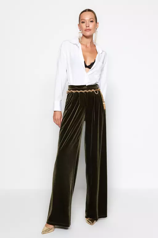 Khaki Velvet Trousers