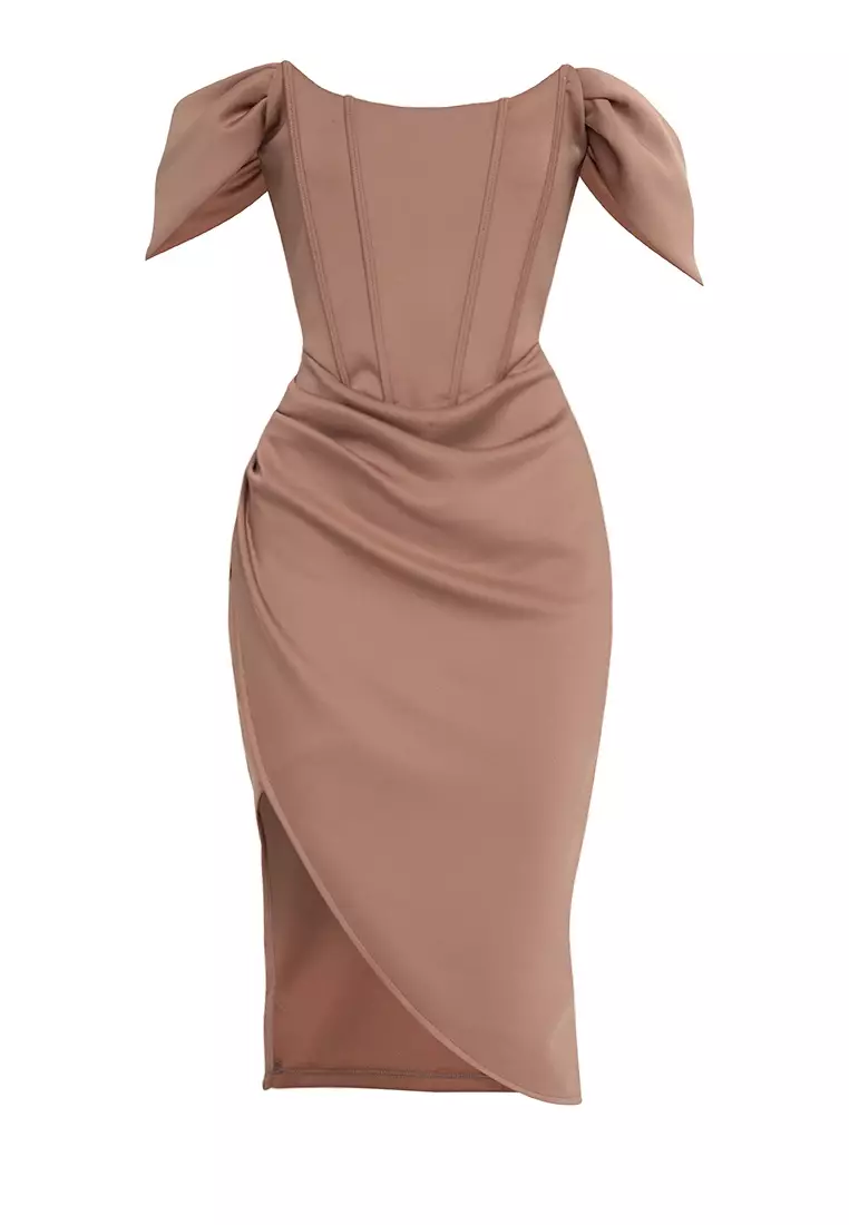Eden Corset Off The Shoulder Midi Dress