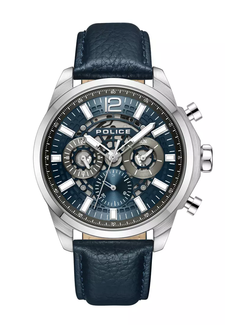 Buy Police Police Menelik Blue Leather Analog Quartz Watch For Men