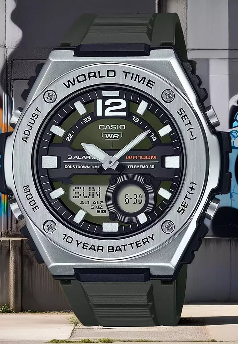 Men's Analog-Digital Watch MWQ-100-3A Black Resin Strap Sport Watch