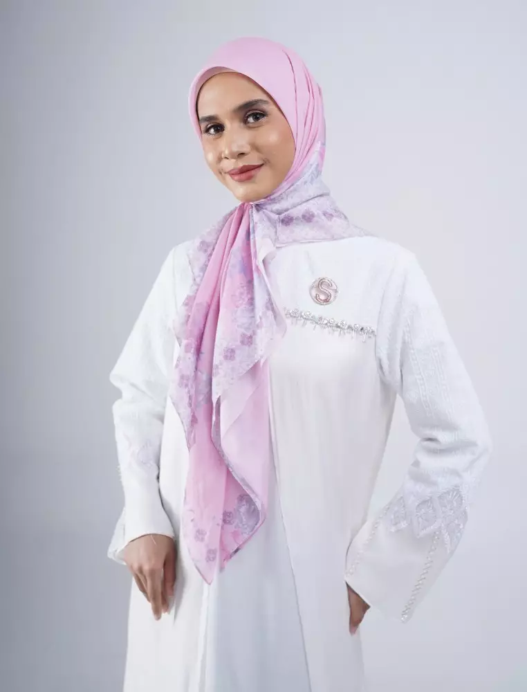 Harper Printed Scarf Light Pink | Hijab Kerudung Segi Empat Motif