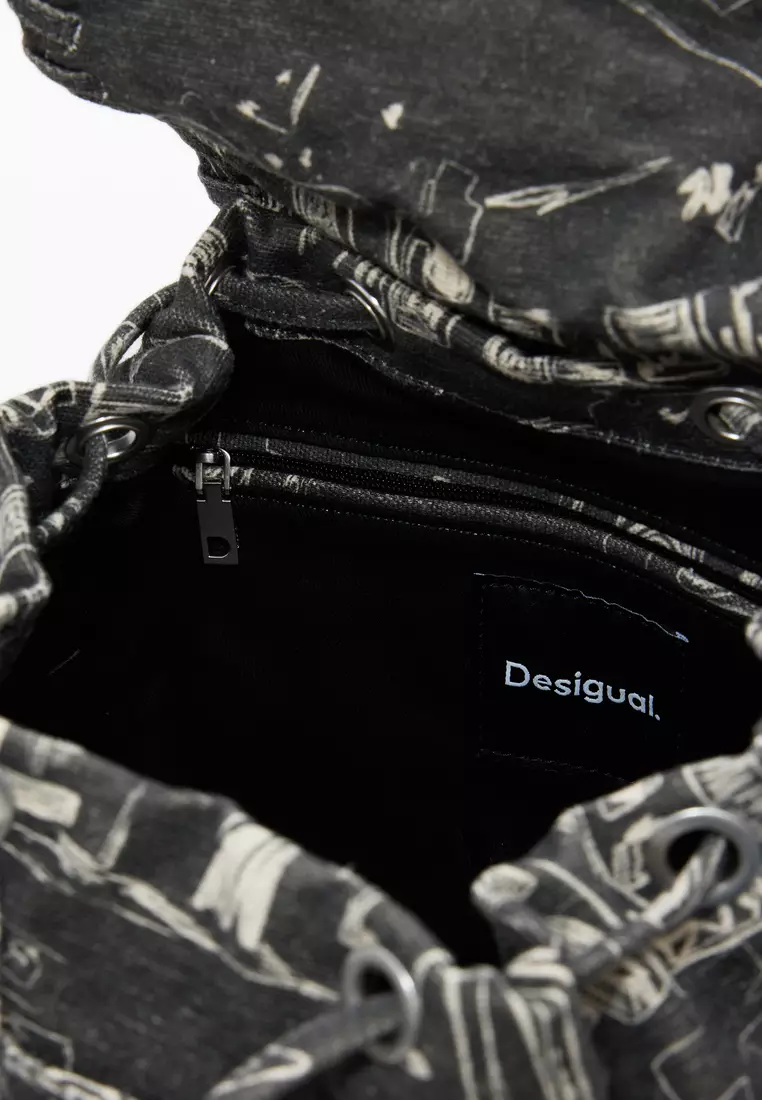 Pocket-Equipped Graffiti-Style Mini Backpack