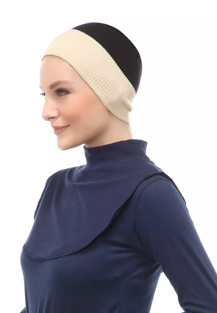 Afifah Manset Leher Polos Muslimah Casual Relaxed Fit - Navy