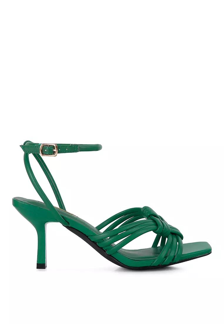 Discount on London Rag  shoes - SKU: Green Box Knot Mid Heel Sandals