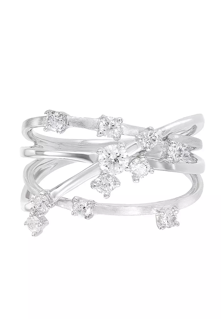 Buy HABIB HABIB Chic Collection Cross Band Diamond Ring in White Gold ...