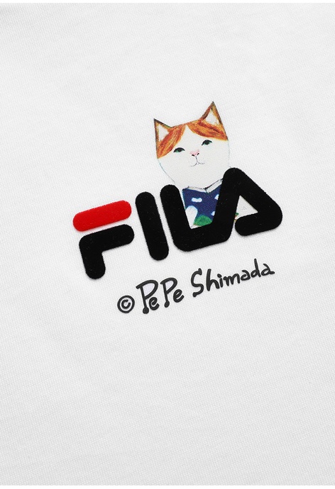 FILA FILA x PePe Shimada 女裝貓咪 Logo 全棉長袖T恤