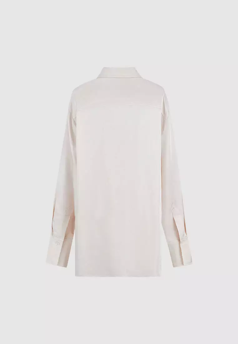 UR秋季新款女装都市通勤气质开衩长袖开襟衬衫UWG240172