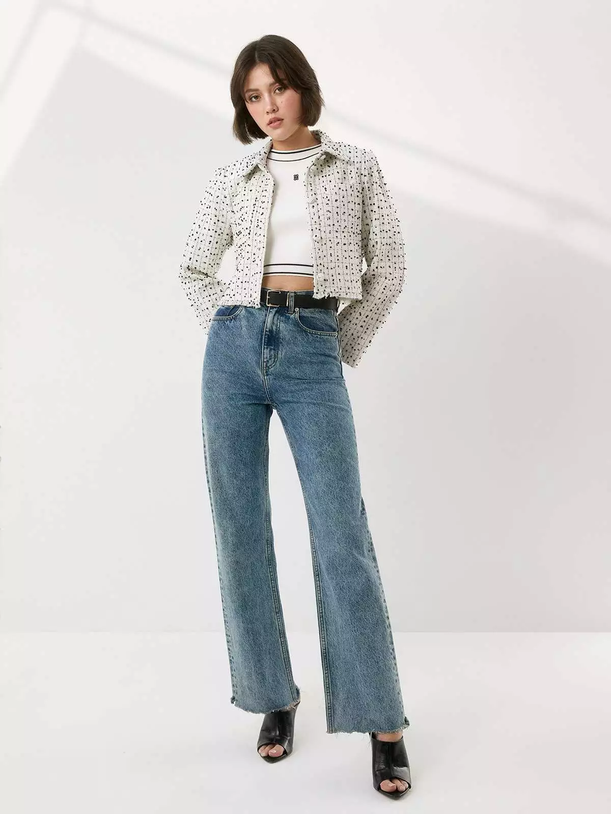 Polka Dot Tweed Jacket - White