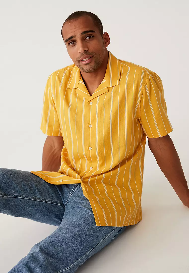 Jual Marks & Spencer Linen Blend Striped Shirt Original 2024 | ZALORA ...