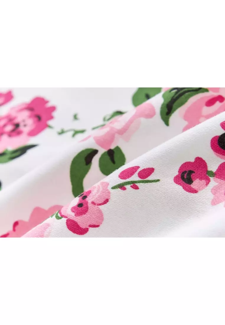 Baby Cotton Sleepsuit Pink Flowers All In One Jumpsuit Feet Cover