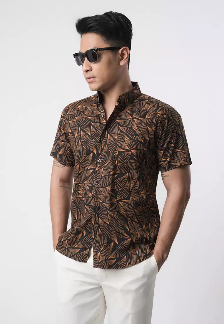 Gold Leaves Printing Shirt SS