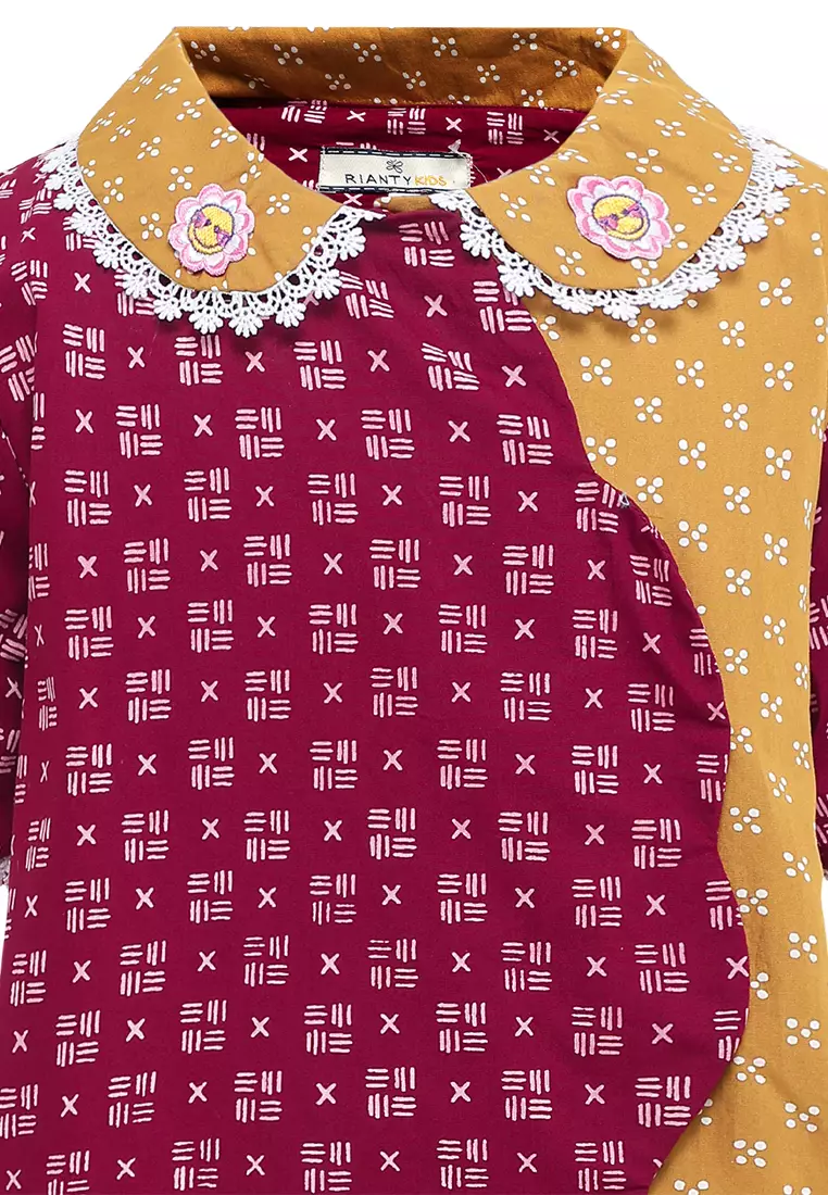 Setelan/ Stelan Baju Anak Perempuan Blouse Atasan Kids dan Bawahan Rok Arsika Path Maroon Mustard