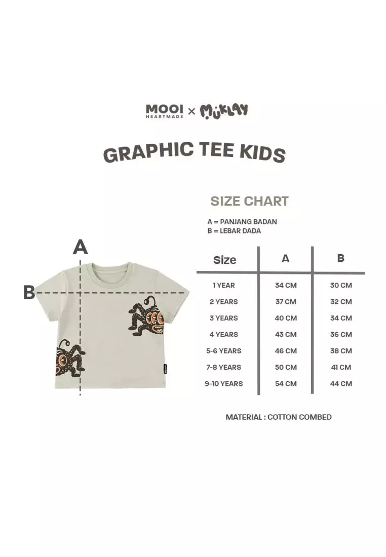 Mooi X Muklay Kaos Anak Unisex Graphic Tee Kids - Dusty Blue