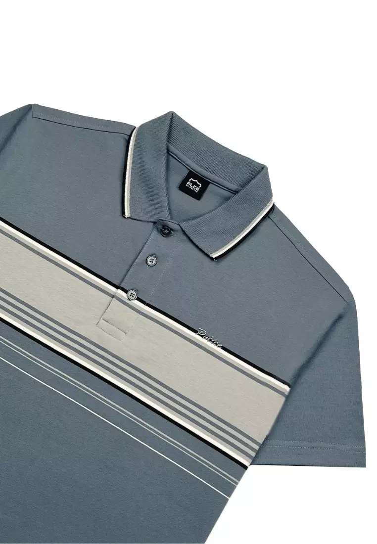 POLICE Polo Shirt Salur Bordir Cotton Premium Tebal Pria 553041