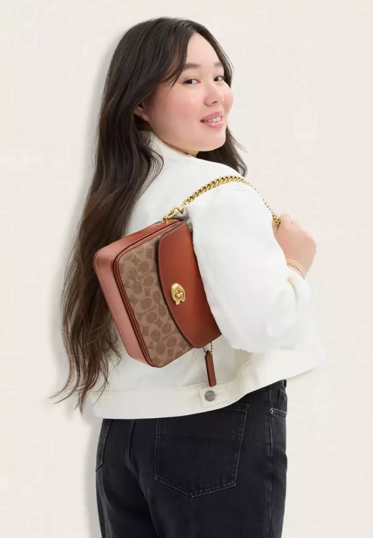 Coach Cassie Crossbody 19 In Signature Canvas Tan Rust