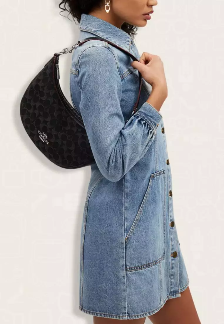 Jual Coach Coach Aria Shoulder Bag In Signature Denim Black