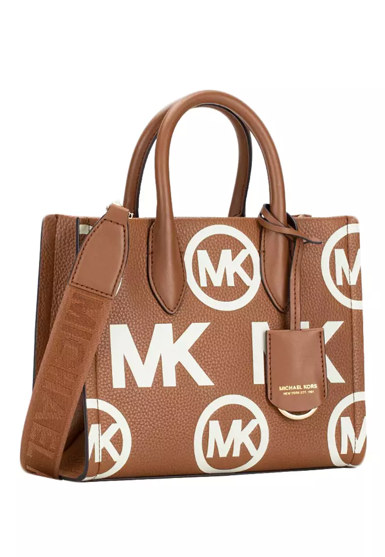 Buy Michael Kors Michael Kors Mirella Small Logo Embossed Pebbled Leather Crossbody Bag Brown