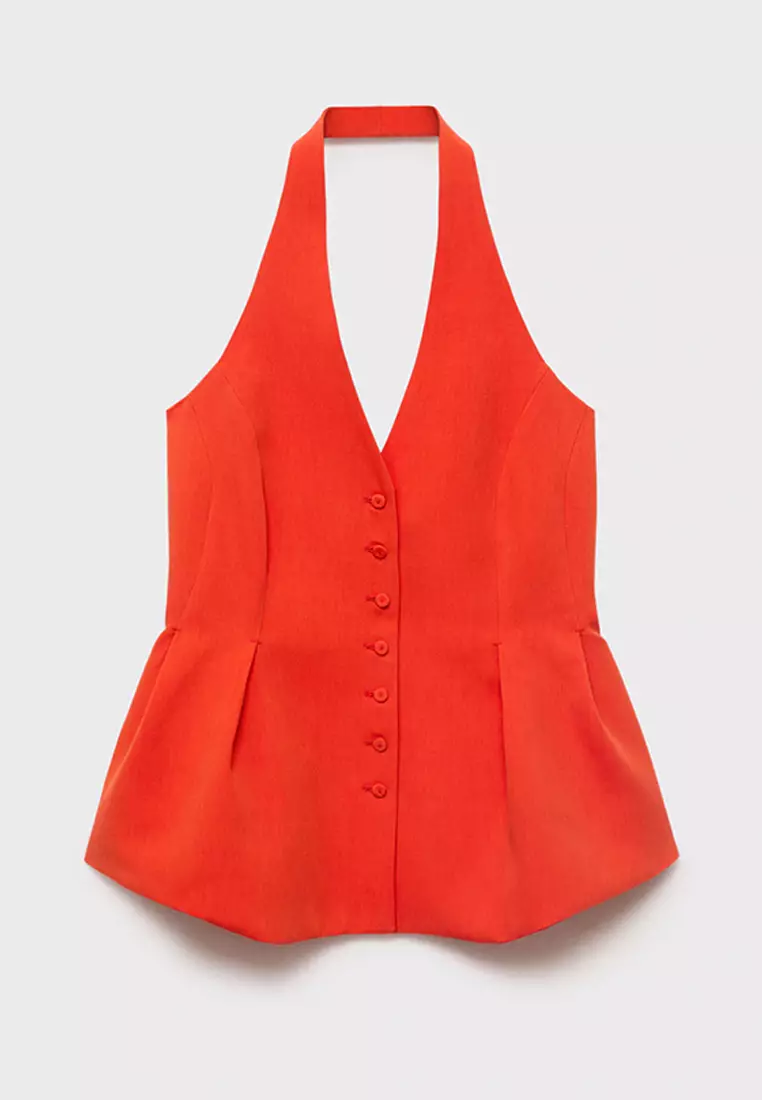 Halter-Neck Peplum Waistcoat