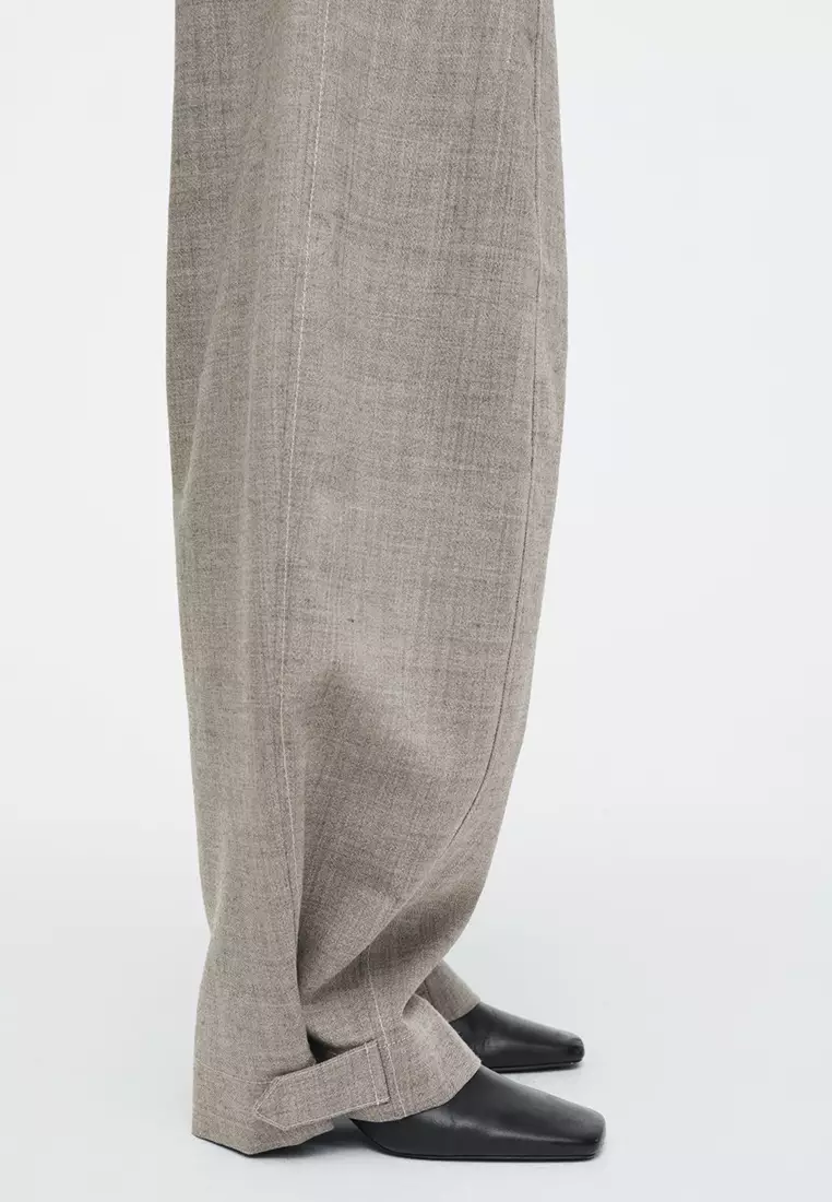 Wool Barrel-Leg Utility Trousers