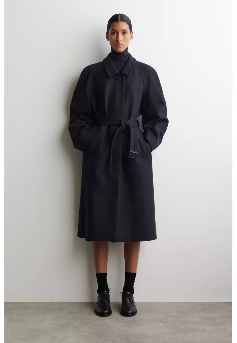 WOOL-BLEND LONG TRENCH COAT