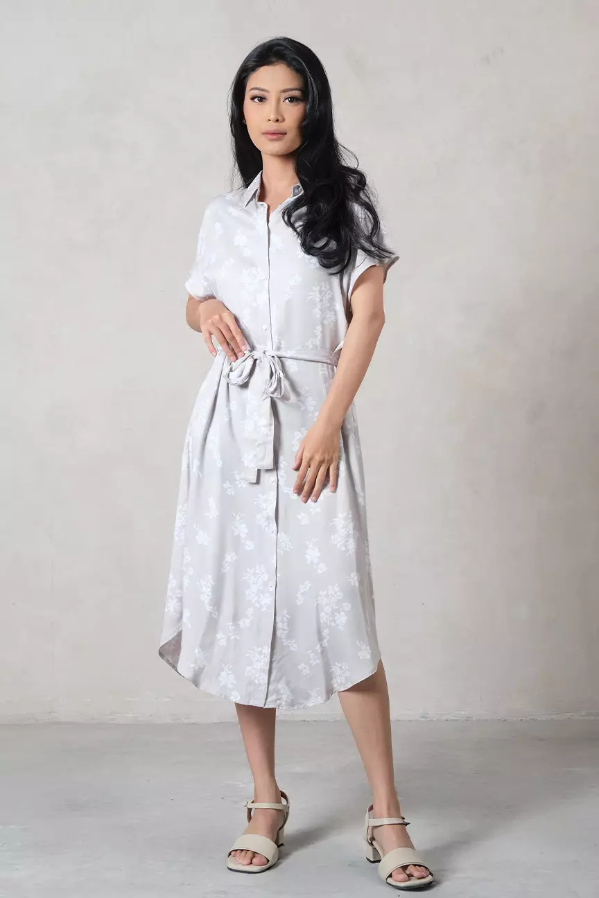 Dress Lengan Pendek Floretta Light Grey
