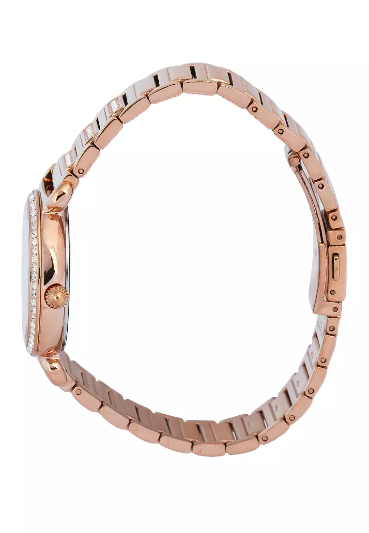 Bonia Sapphire Crystal - Jam Tangan Analog Wanita - Silver Dial - All Rosegold Stainless Steel - B10572-2512S
