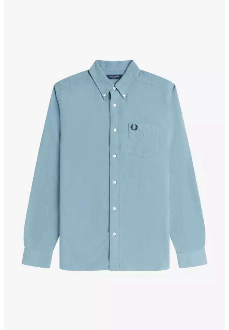 Fred Perry M5516 Long-Sleeve Oxford Shirt (Stockport Blue)