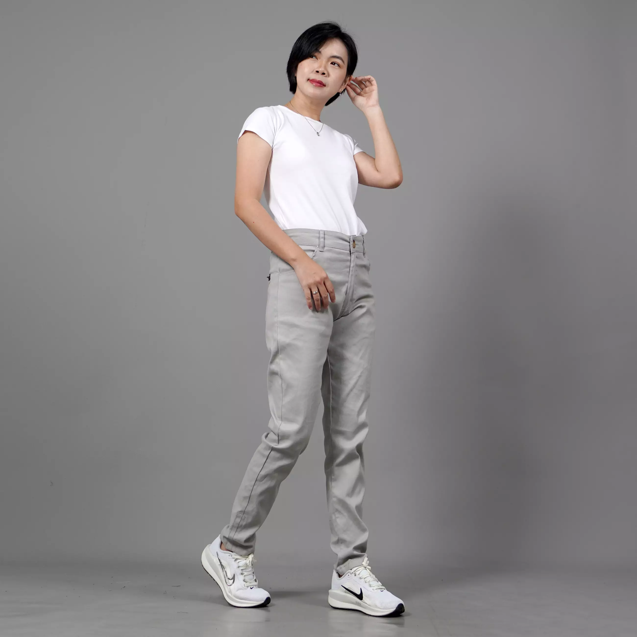 JAVIRE Celana Panjang Casual Wanita Celana Chino Wanita Celana Chinos - BEIGE