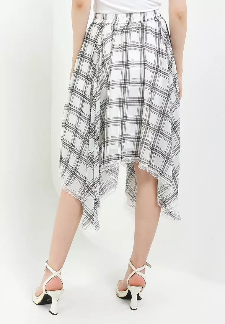 Checkerd Pattern Handkerchief Chiffon Skirt