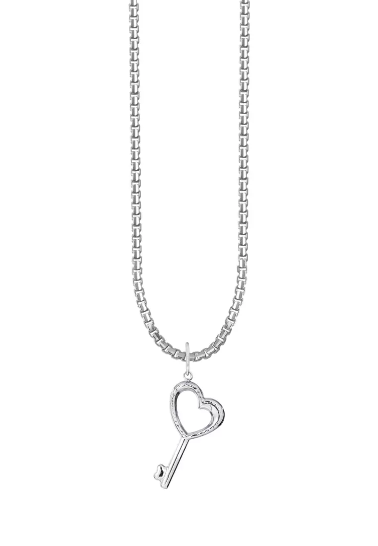 TOMEI Key Love Pendant, White Gold 750