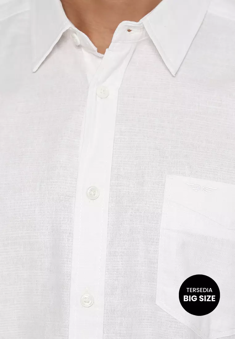 RBJ Kemeja Polos Cotton Slub Putih Regular Fit Big Size