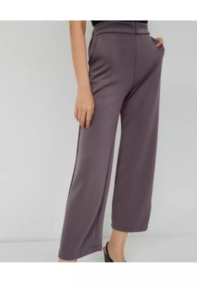 MAYONETTE Astika Highwaist Pants - Celana Bahan Wanita Korean Style - Grey