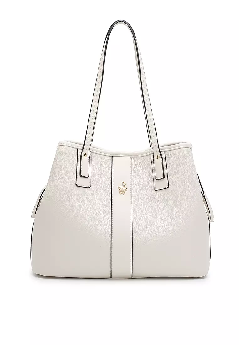2-in-1 Tote Bag & Top Handle Bag - White