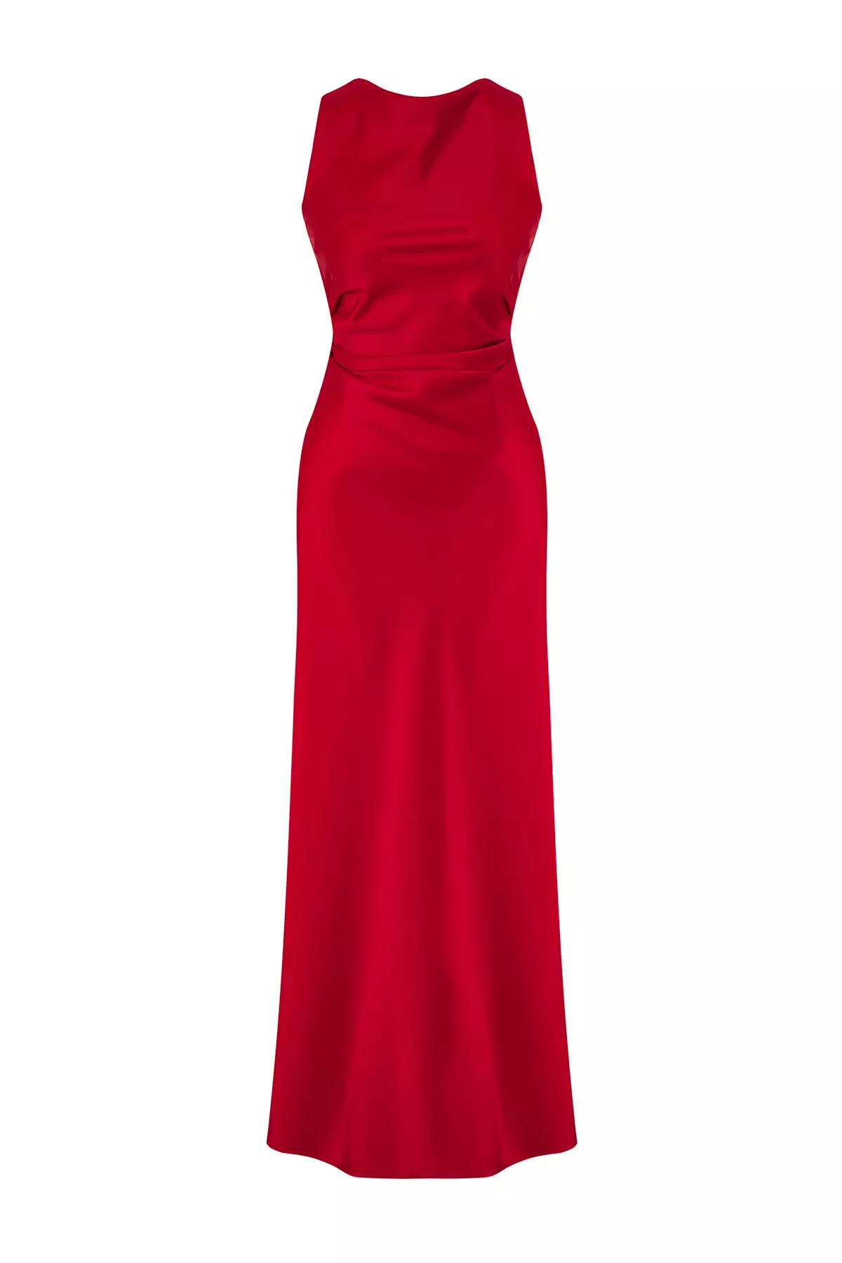 Red Bodycon Satin Woven Maxi Evening Prom Dress TPRSS25AE00066