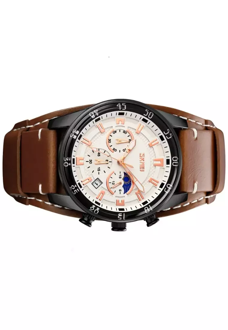 Jam Tangan Pria Analog Waterproof Many Function Strap Tali Material PU Leather BL28 ORIGINAL