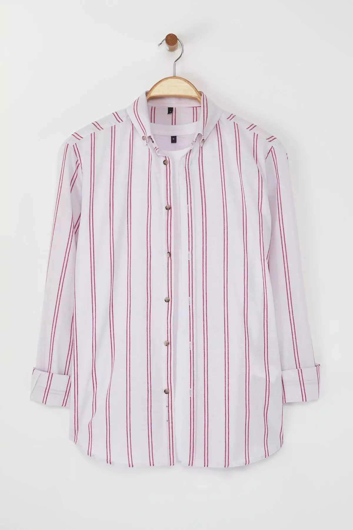 Claret Red*001 Slim Fit Button-down Collar Thin Striped Shirt TMNSS20GO0092