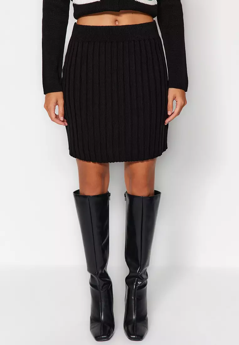 Buttoned Cardigan with Skirt Set