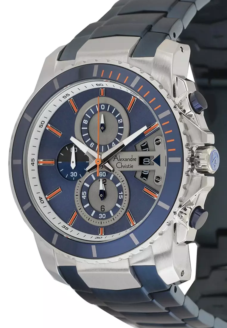 Alexandre Christie Jam Tangan Pria - Blue Silver - Stainless Steel - 6455 MCBTUBU