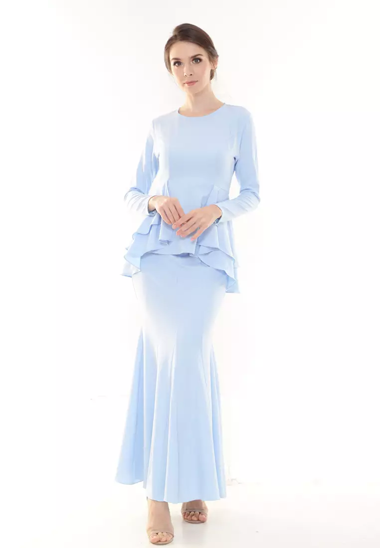 Lora Peplum Kurung Modern in Baby Blue