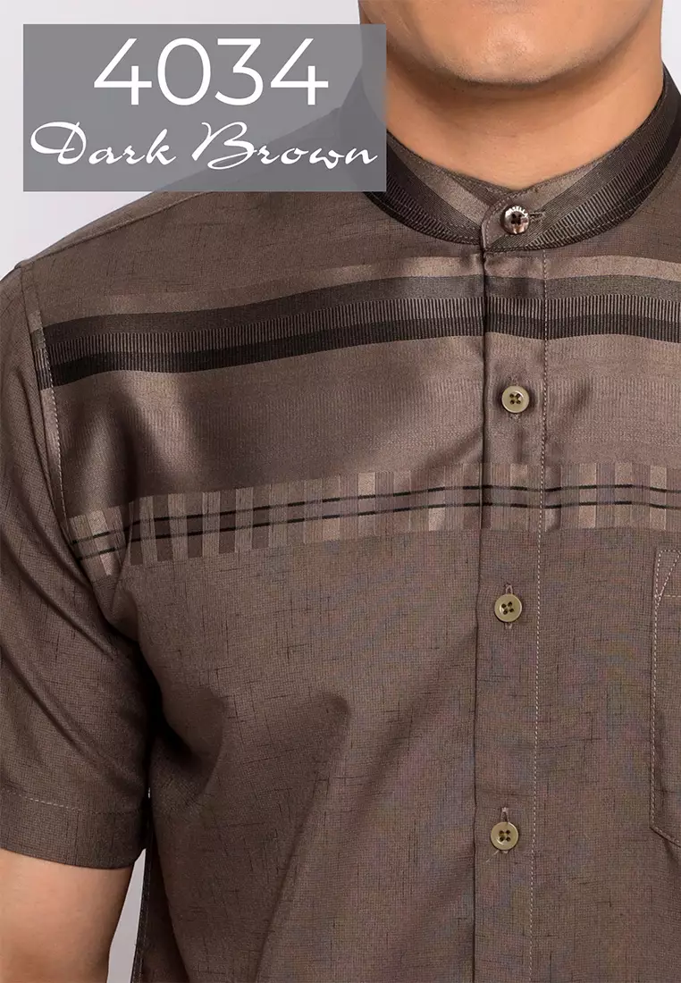 Casella Baju Koko Pria Lengan Pendek Exclusive Premium Harun 4034 Dark Brown