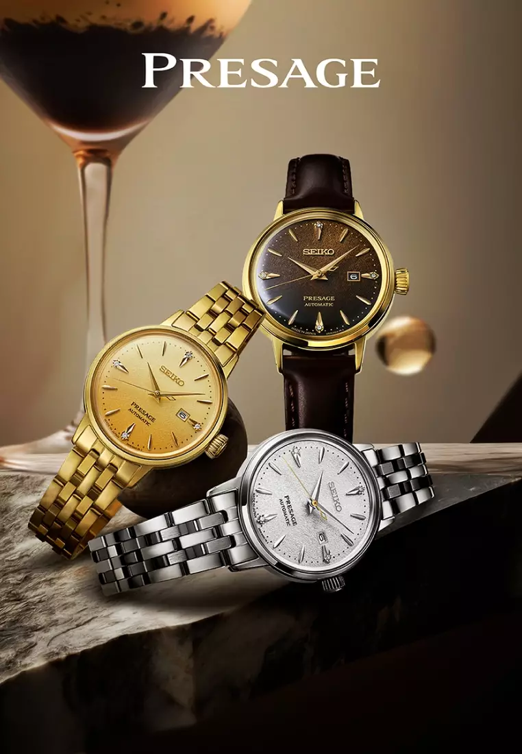 Seiko Presage Cocktail Time ‘Jamaican Coffee’ Diamond-Set 30mm Dark Brown Gradation Dial Leather Band Automatic SRE020J1