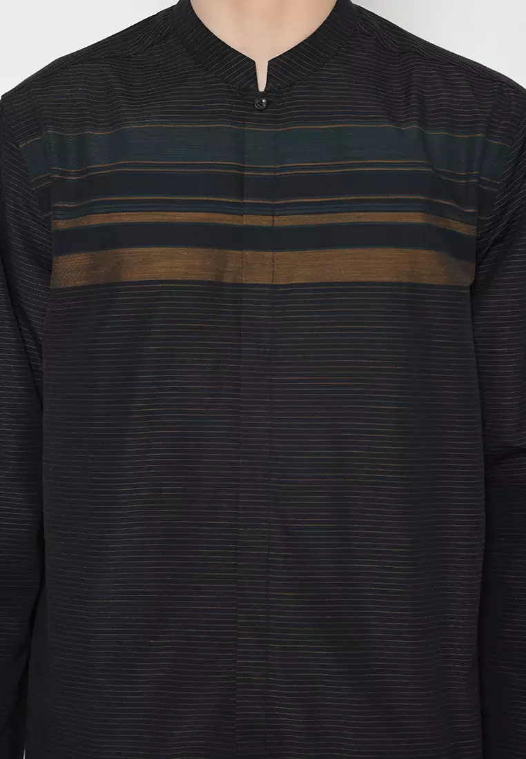 JOBB Fahim Baju Koko Pria Lengan Panjang Regular Fit Hitam