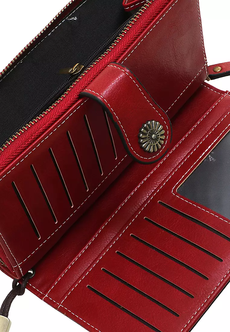 Dive Dompet Panjang Wanita Luxury Wallet Casual Many Slot Material Kulit Leather ORIGINAL - Red